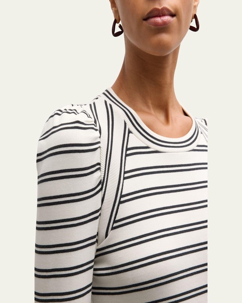 Delano Striped Puff-Sleeve Top