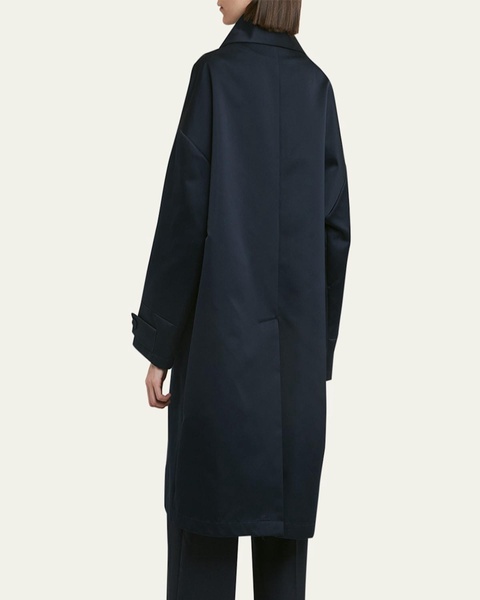 Long Raincoat with Dropped Point Collar