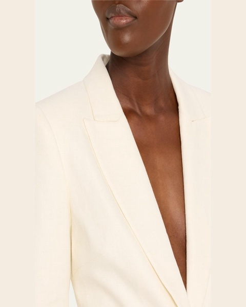 Single-Breasted Linen Blazer Jacket