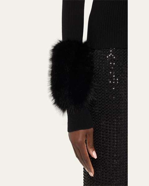 Magnus Turtleneck Sweater with Faux Fur Cuffs