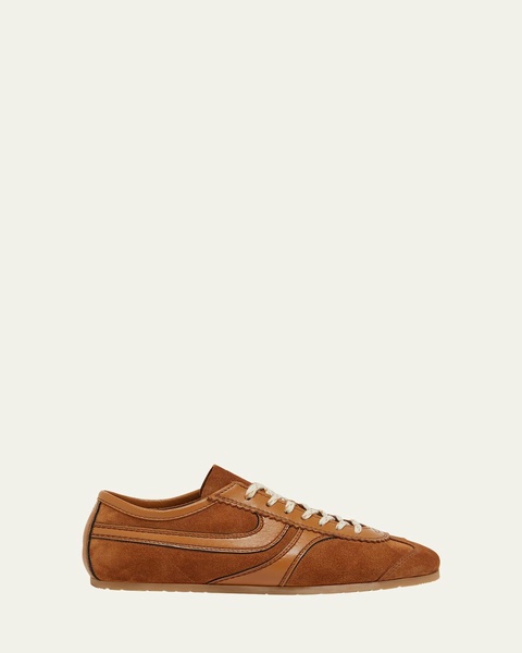 Mixed Leather Retro Runner Sneakers