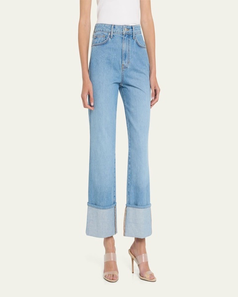 Dylan High Rise Straight Cuffed Jeans