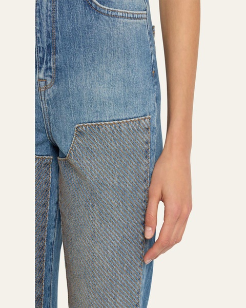 Ms. Triarchy High Rise Straight-Leg Patch Jeans