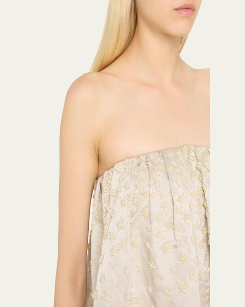 Brynn Pearly Strapless Silk Dress