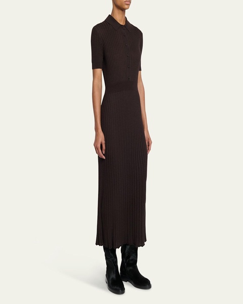 Amor Rib-Knit Maxi Shirtdress