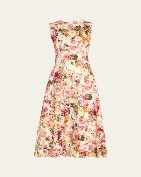 Eloise Floral Print Cotton Twill Midi Dress