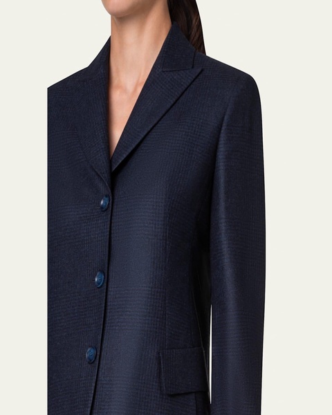 Tyson Prince of Wales Wool Jacket, Navy