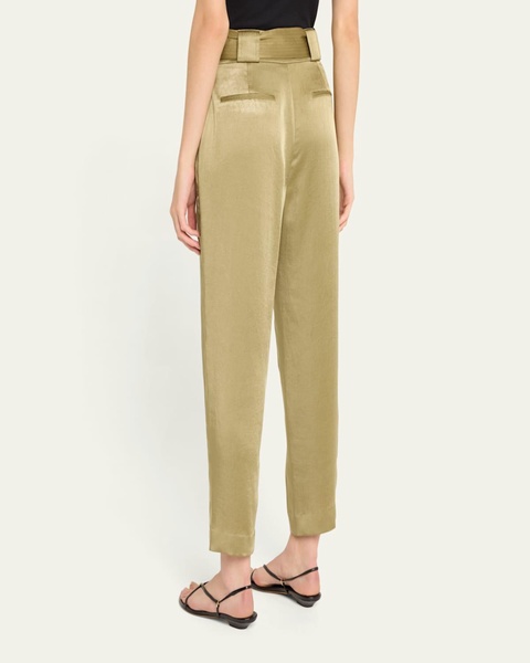 Hayden Belted Cropped Satin Pants