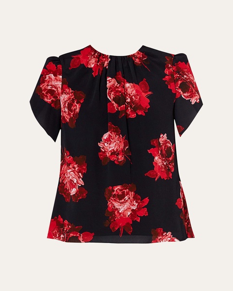 Gathered Floral Print Top