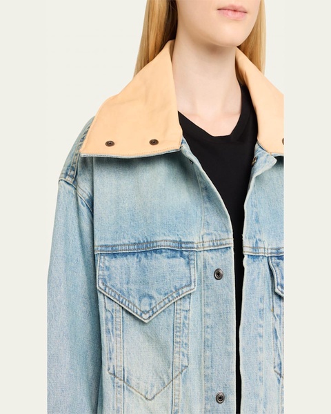 Kat Long Denim Trucker Coat