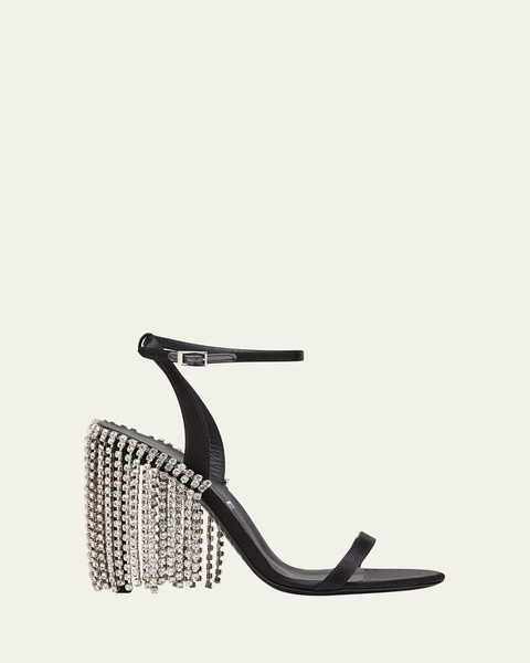 Crystal Fringe Ankle-Strap Sandals