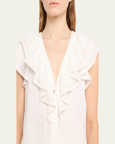 Lettie Ruffle Button-Front Blouse