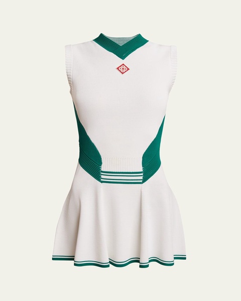 Knit Nylon Mini Dress with Logo Detail