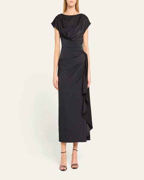 Florence Draped Short-Sleeve Midi Dress