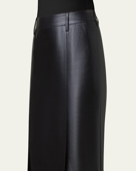 Long Lacquered Leather Skirt