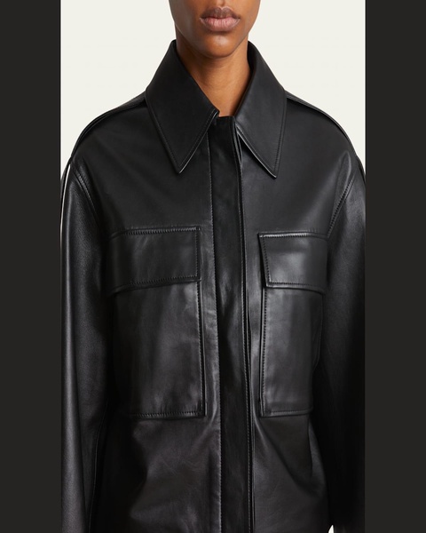 Dylan Wide Glossy Leather Jacket