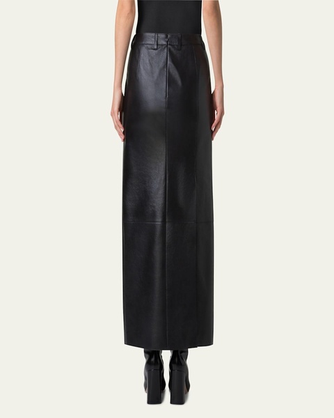 Long Lacquered Leather Skirt