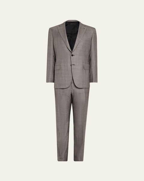 Men's Wool-Silk Plaid Suit