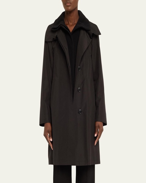 Straight Silk Wool Cashmere Double Coat