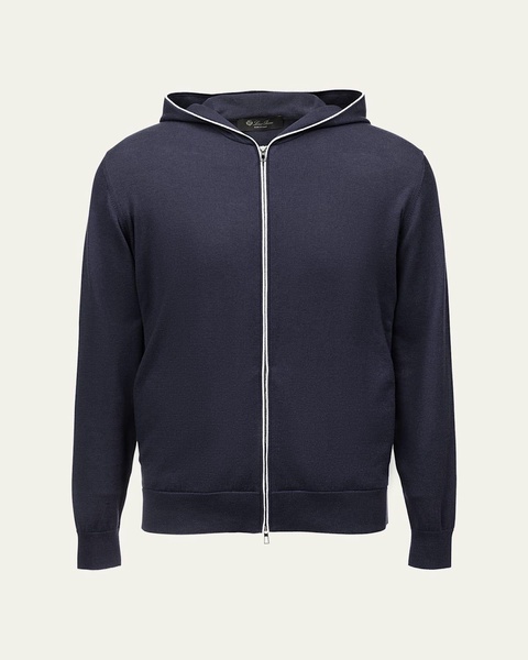 Cashmere-Cotton Zip-Front Hoodie