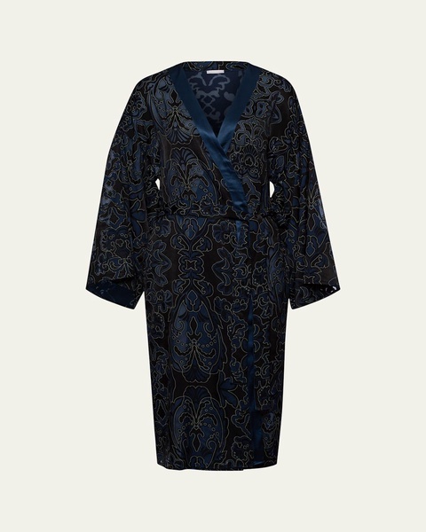 Marlene Damask-Print Kimono Robe