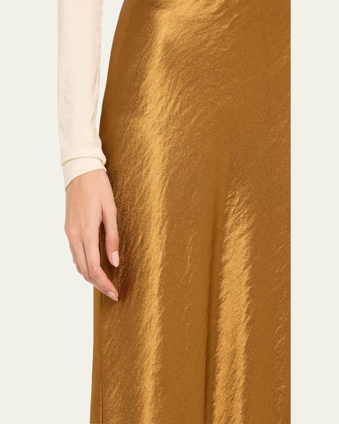 Hammered Satin Midi Slip Skirt