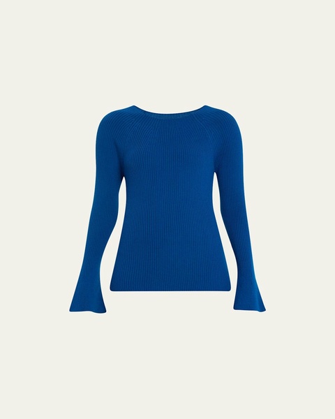 Mercer Flare-Sleeve Ribbed Wool Sweater