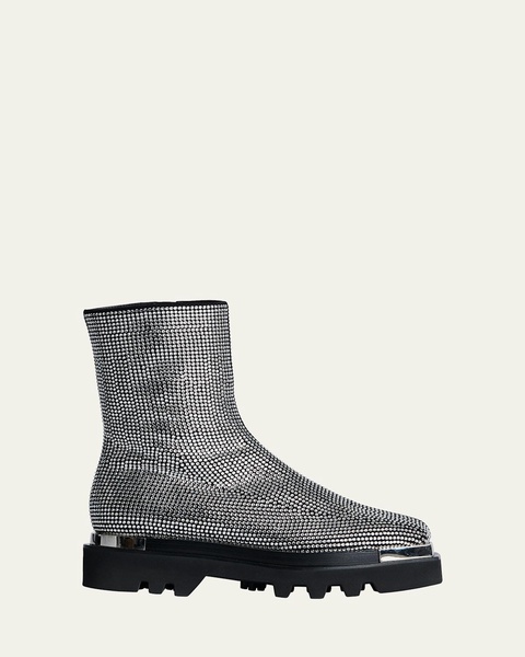 Crystal Stud Zip Combat Boots