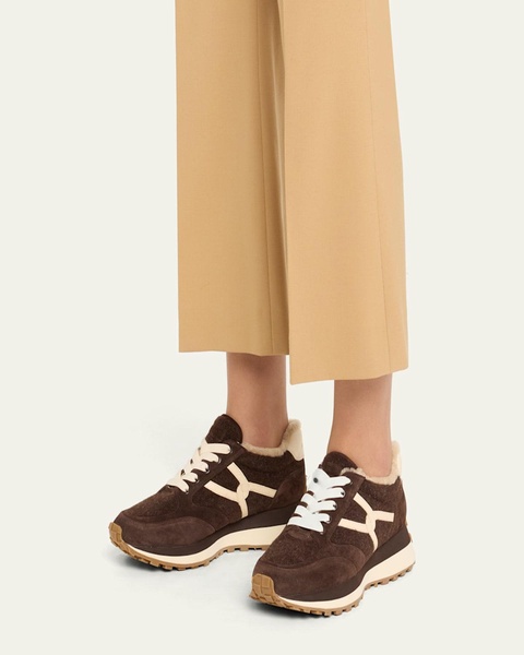 Valentina Suede Shearling Retro Sneakers