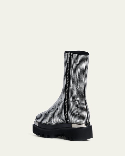 Crystal Stud Zip Combat Boots