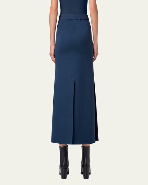 Long Wool Double-Face High Slit Skirt