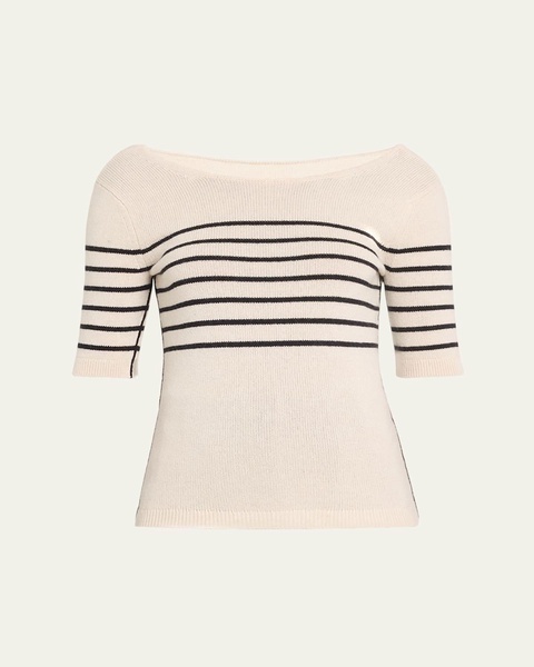 Stripe Scoop Back Cashmere Top