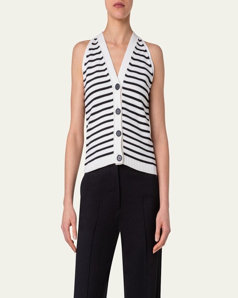 Kodak Stripe Knit Halter Neck Top