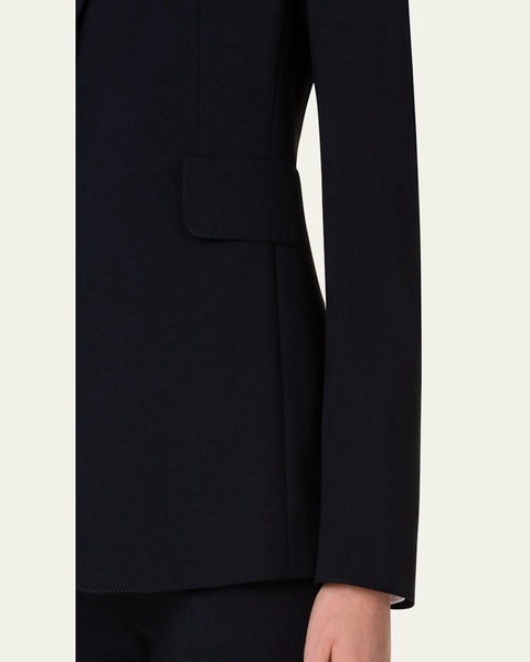 One-Button Wool Long Body Blazer Jacket