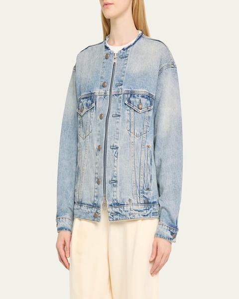 Zip-Up Denim Trucker Jacket