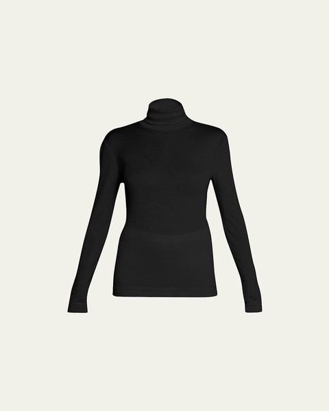 Silk-Cashmere Turtleneck Top