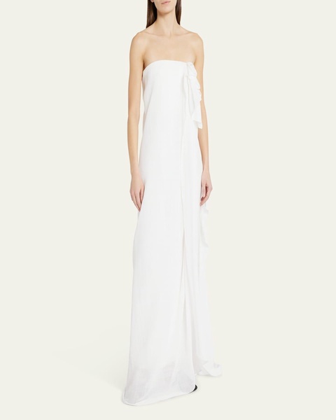 Madleine Strapless Cascading-Drape Gown