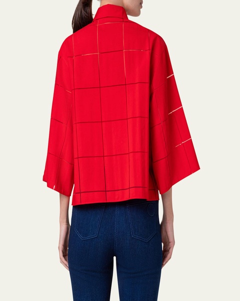 Window Check Boxy Cropped Blouse