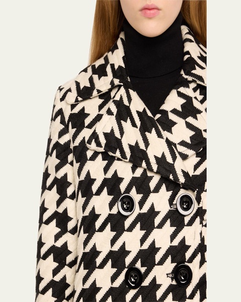 Ally Double-Breasted Cropped Houndstooth Jacket