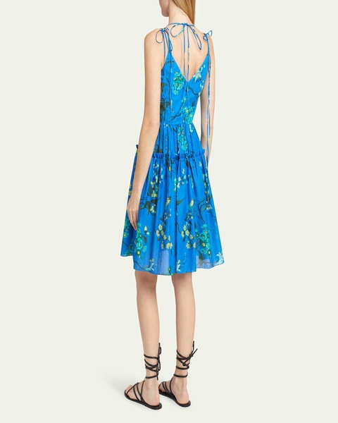 Floral-Print Tie-Straps Tiered Sleeveless Dress