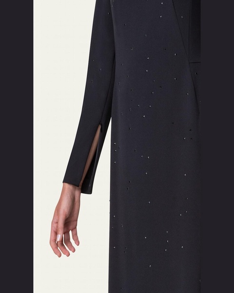 Swarovski Stars Boat-Neck Crepe Godet Gown