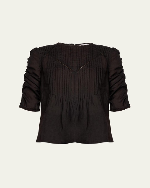 Bryce Ruched-Sleeve Top