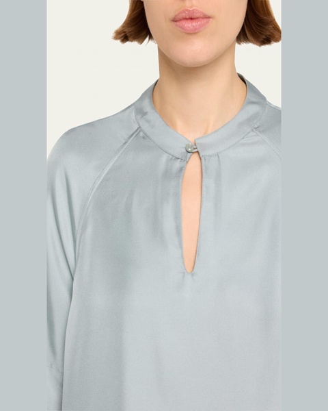 Zeus Short-Sleeve Silk Blouse