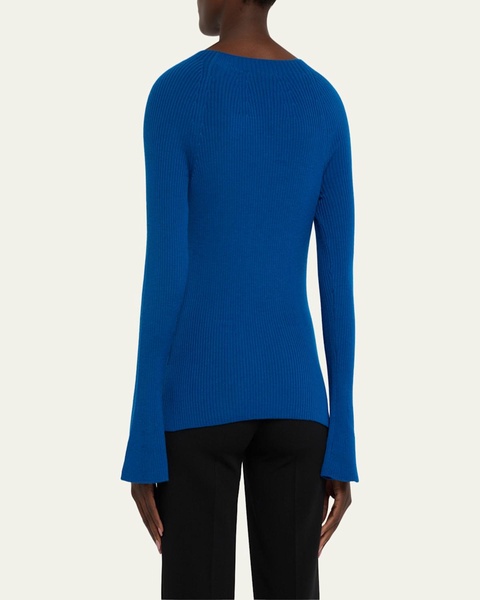 Mercer Flare-Sleeve Ribbed Wool Sweater