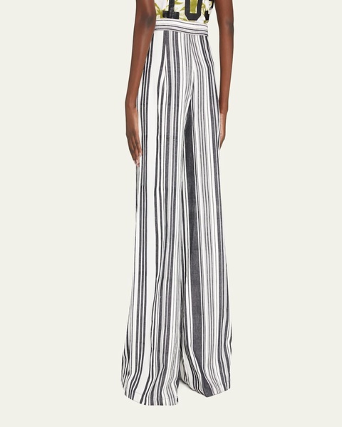 Hand-Sewn Stripe Wide-Leg Pants