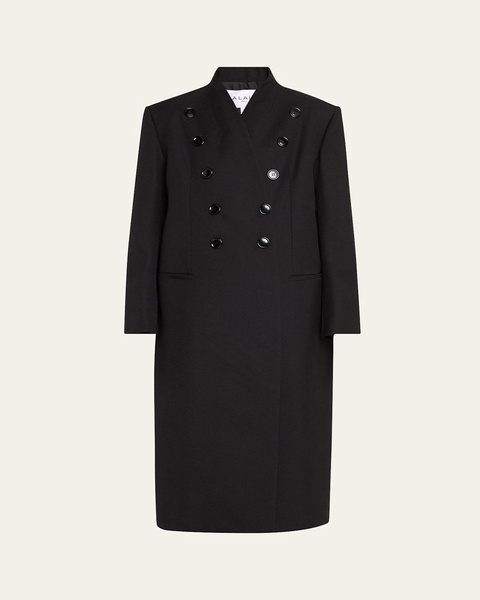 Long Tail Buttoned Wool Overcoat