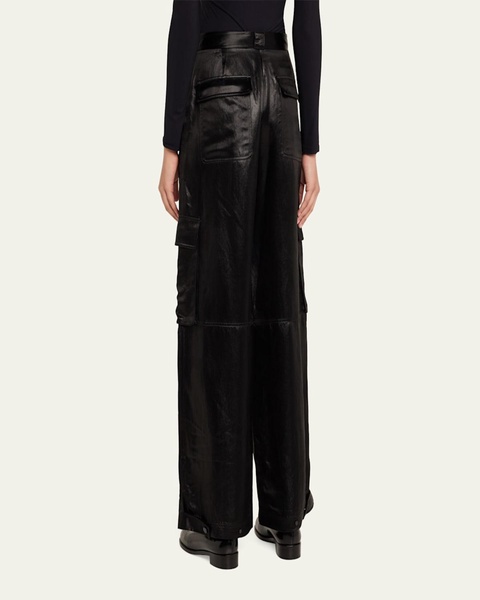 Beatriz Faux Leather Wide-Leg Cargo Pants