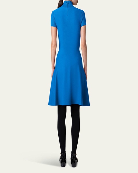 Short Mock-Neck Ribbed Wool Dress