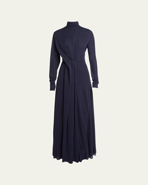 Long-Sleeve Draped Jersey Gown