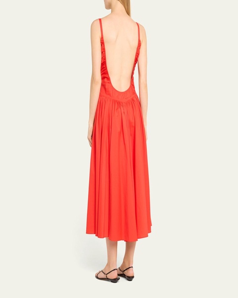 Orella Scoop-Back Cotton Poplin Midi Dress